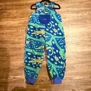 VTG 1998 bluegrass crocodile print PATAGONIA fleece 24 months bib OVERALLS